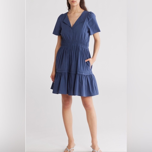 StitchDrop Dresses & Skirts - Stitchdrop Designer Navy Cotton Women's Mini Dress Size Large